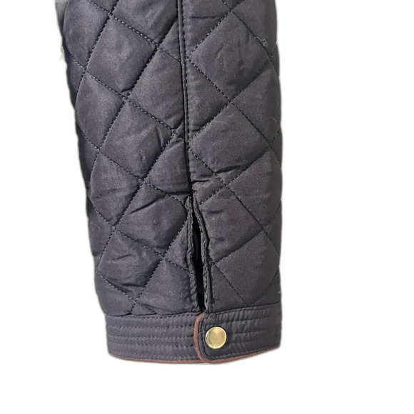 LOVE TREE Black Bomber Quilted Riding Jacket Gold Large EUC - Picture 5 of 9